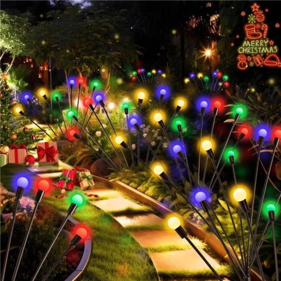 6Pack Solar Christmas Lights Outdoor Waterproof, 8LED Lights, Multicolor - Picture 1 of 6